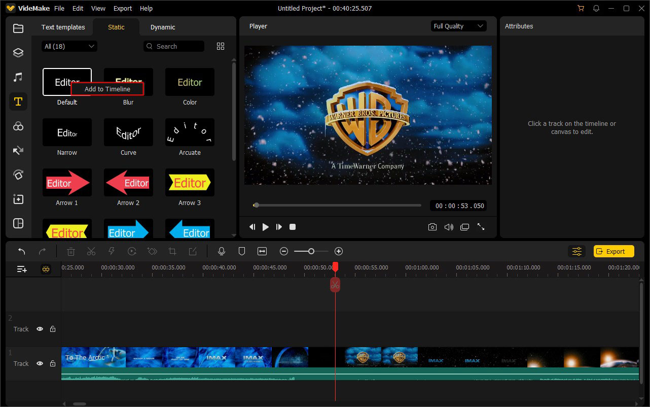 add text to timeline