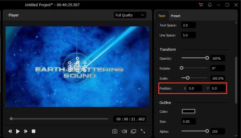 change text position