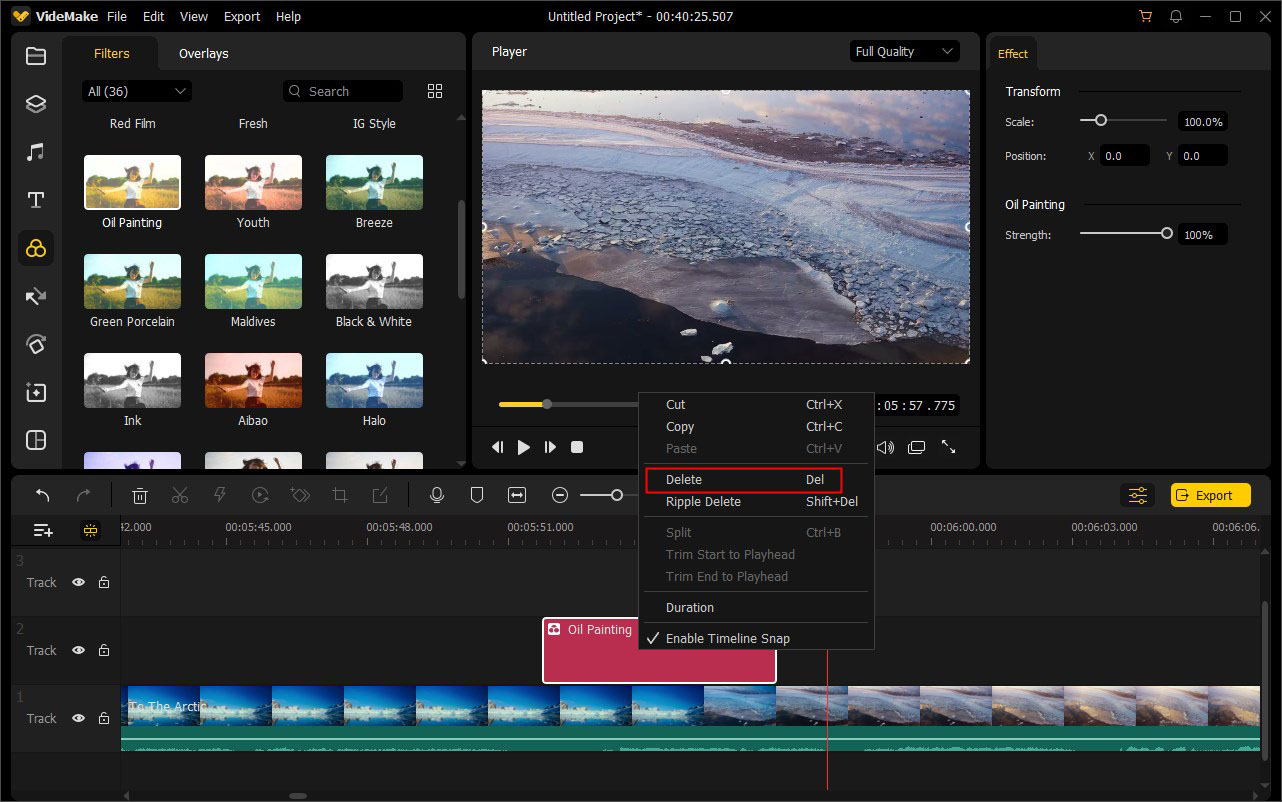 remove filter or overlay
